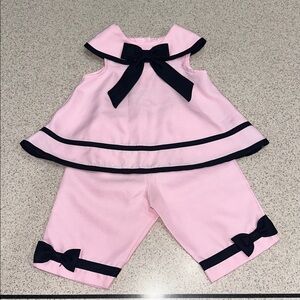 Pink Girls Sailor Nautical Dress Shorts 2 Pc Outfit Set 12 months